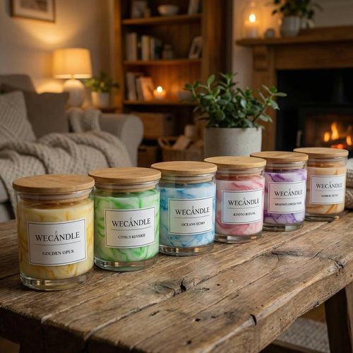 6 einzigartige Duftkerzen mit Marmoroptik – handgegossen aus 100% Bio-Sojawachs. Jeder Duft eine eigene Farbwelt. Nachhaltig, vegan, handmade in Deutschland. Jetzt entdecken bei WECANDLE.