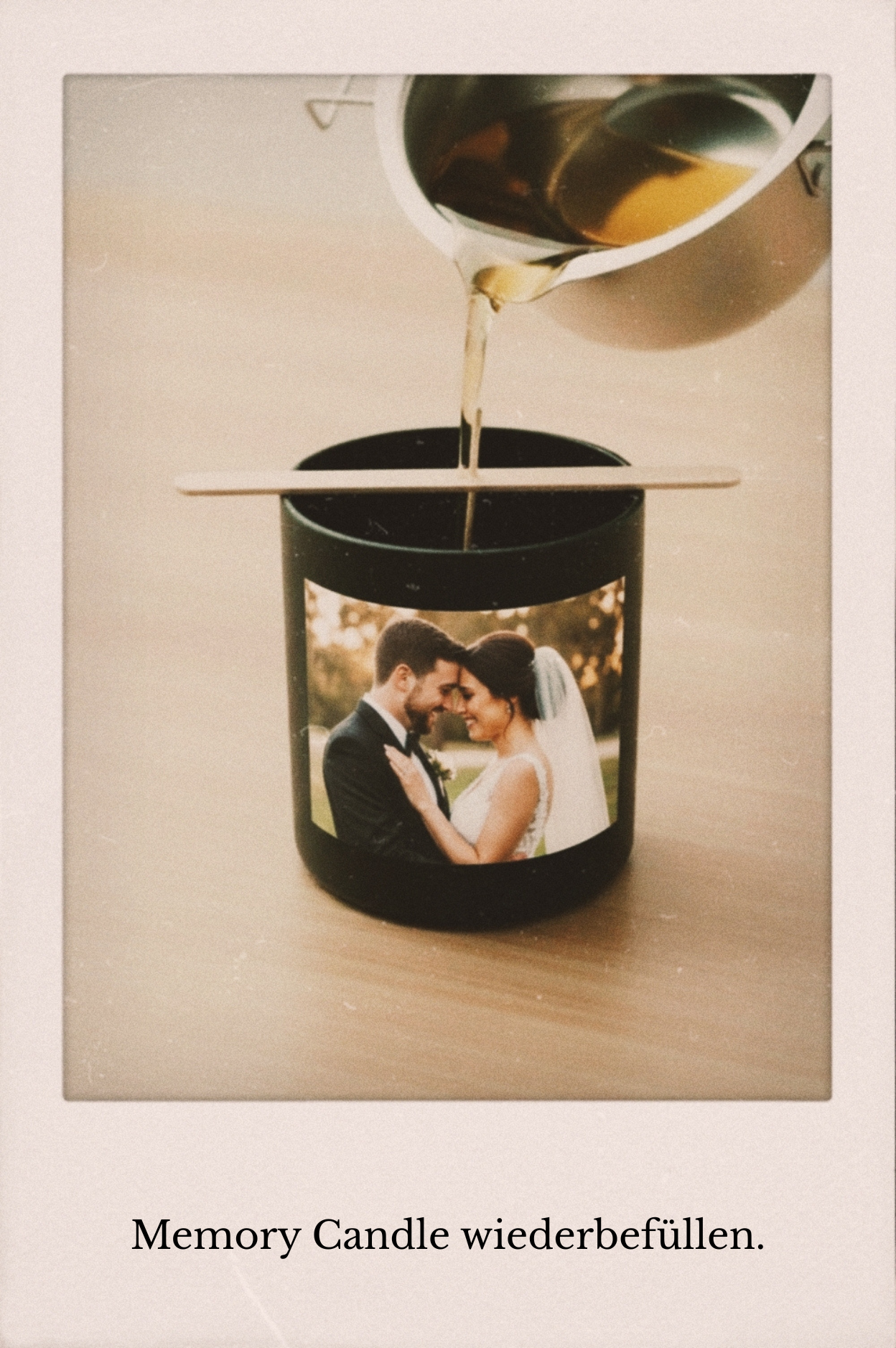 Memory Candle mit Bio-Sojawachs wiederbefüllen - personalisierte Fotokerze