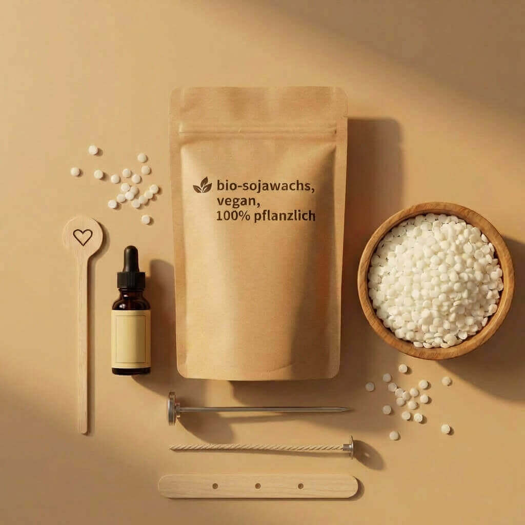 Refill Set für personalisierte Kerzen - Bio Sojawachs Nachfüllung mit Duftöl und Zubehör ohne Schmelztopf